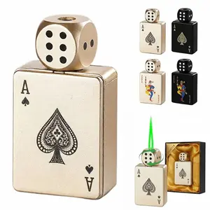 2026 Upgraded Pressure-Reducing Spinning Fidget Dice Jet Torch Lighter, Refillable Butane Windproof Lighter With Cool Green Flame, Unique Novelty Gift For Men Women (Gas Not Included) outdoorfun