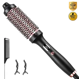 2026 TikTok Viral 3-In-1 Heated Round Brush, 1.5 Inch Thermal Brush, Straightening Curling & Combing Brush, Adjustable Temperature,Ionic Anti-Frizz Hair Curling Iron, Essential Hair Styling Tool for Women & Girls, Perfect Gift Idea, Christmas Holiday Deal