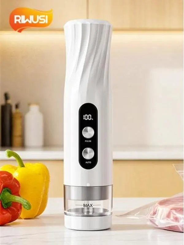 Cordless Handheld Food Vacuum Sealer with Visual Water Storage Tank, 1-Touch Auto Seal, Pulse Mode for Delicate Foods, Child Lock, USB-C Charging, BPA-Free, 1800mAh Battery, Includes 20 Reusable Bags