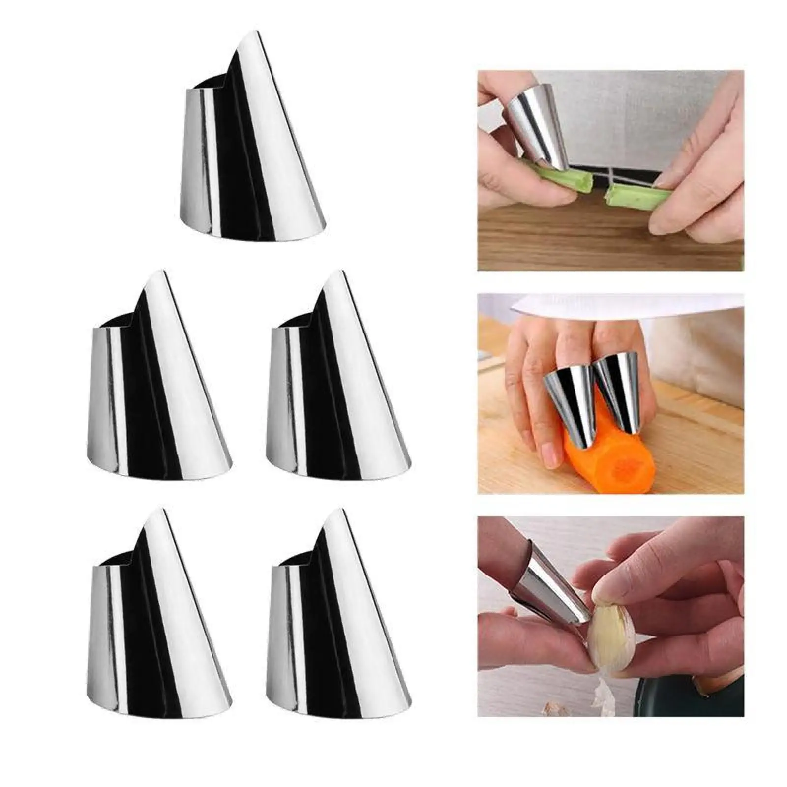 Kitchen Safety Tool Stainless Steel Fruit Peel Finger Protector Kitchen Pick Vegetables Gadget Stripping Beans Garlic Peeler Finger Guard Utensils.