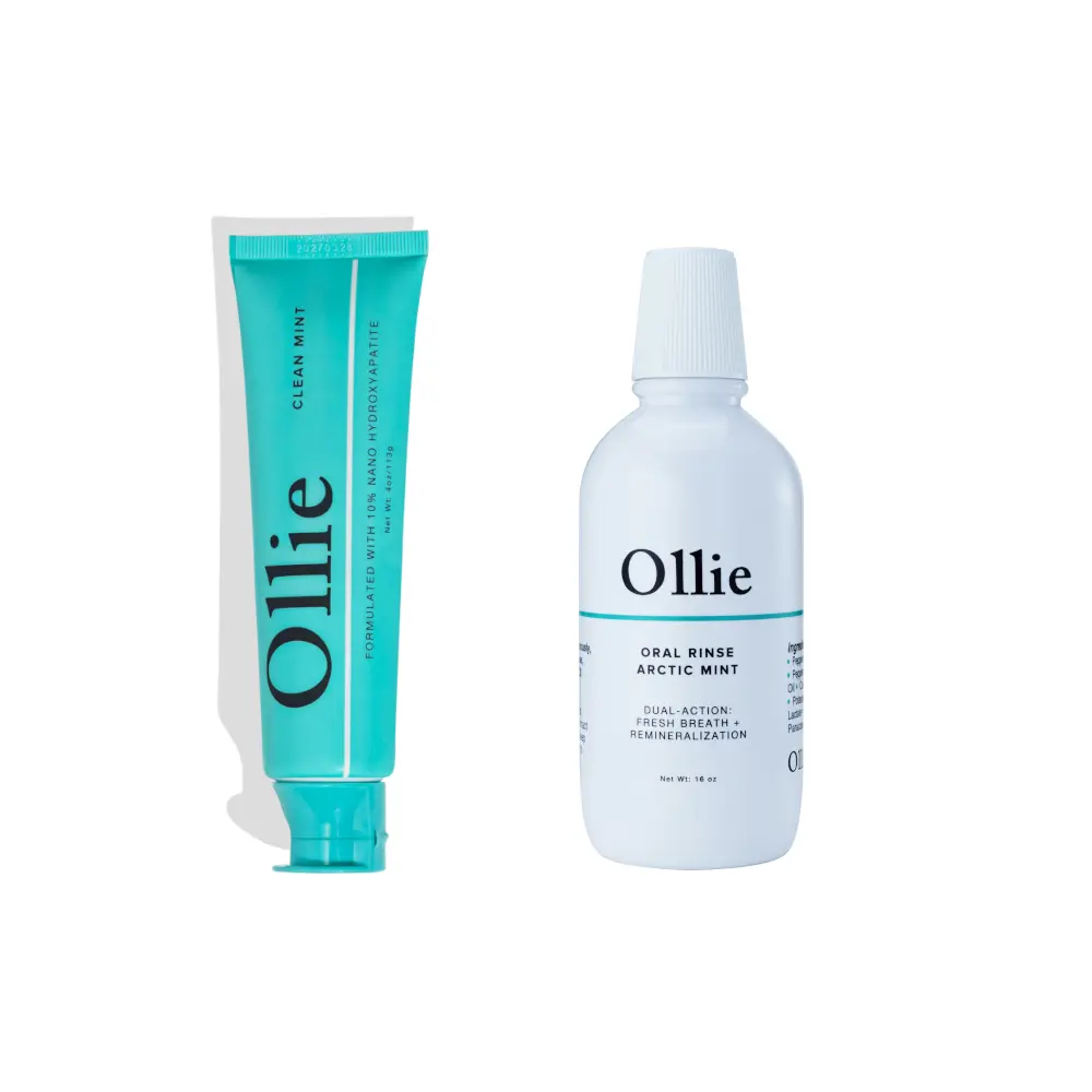 Ollie Arctic Clean Pair | Hydroxyapatite Toothpaste & Arctic Mint Mouthwash Oral Care Kit