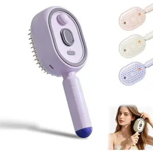 Mist Spray Red Light Hair Straightener Brush Retractable Self-Clean Comb with Concentrated Heat