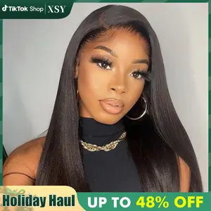 XSYHAIR 13x4 Straight Wear and Go Glueless Wig for Beginners  Human Hair Pre Plucked  Human Hair 180% Density