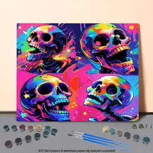 Skull Pattern DIY Painting By Numbers Kit without Frame, 1 Set DIY Paint By Numbers with Brush & Acrylic Paint, Wall Art Decoration for Home Living Room Bedroom