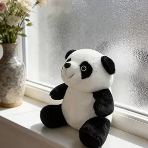 Seated Panda Plush Toy 20cm Panda Figure Desktop Decoration Furniture Ornament, Cute Animal Collectible Gift