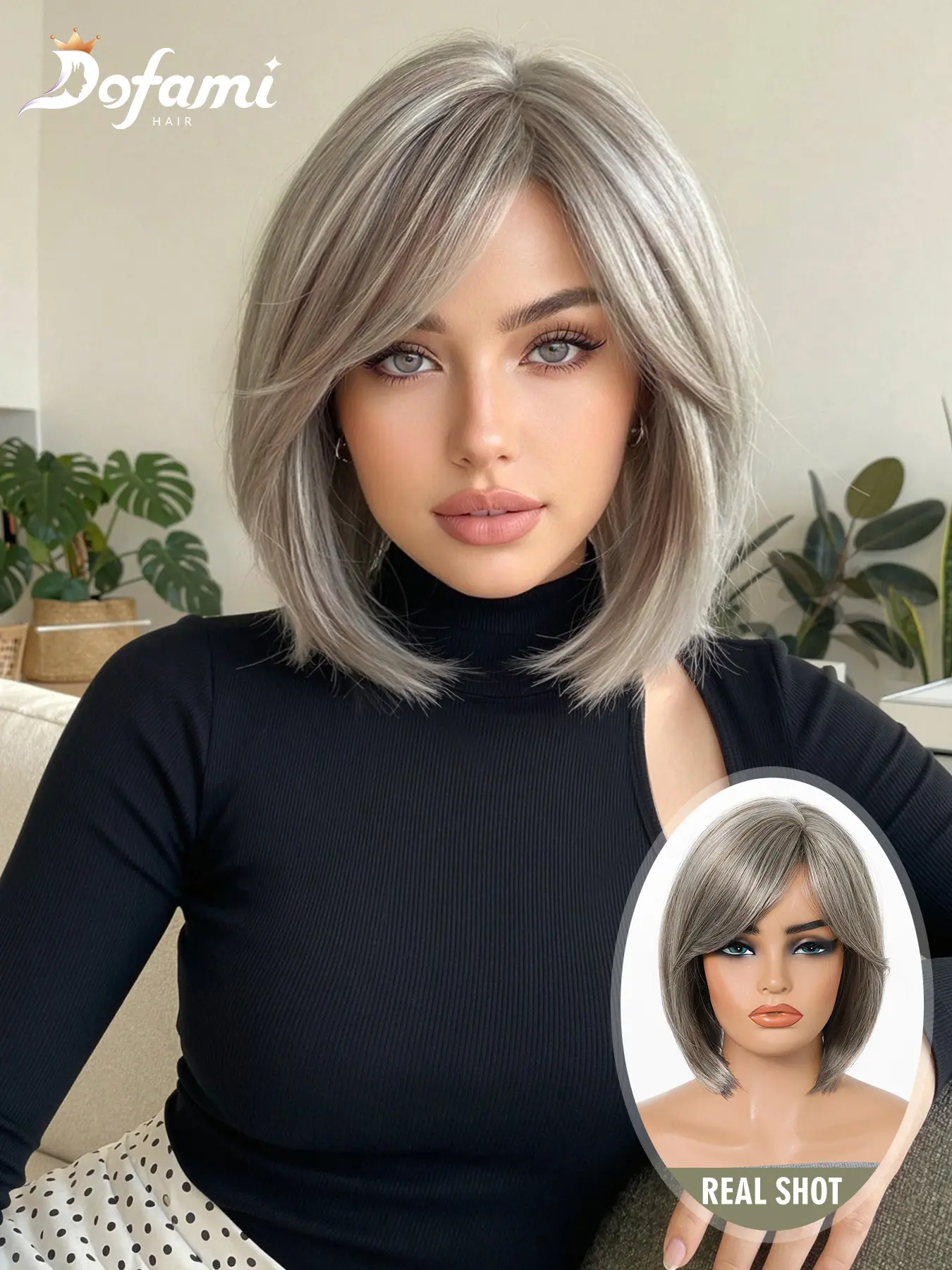 10-Inch Short Bob Style Wig for Women, Elegant Synthetic Hair for Daily Commute, Suitable for All Ages, Versatile and Stylish, Synthetic Smooth Wig