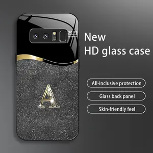 Suitable for [Galaxy Note8] New high-end flashing letter glass mobile phone case New business simple metal paint electroplated glass mobile phone case Affordable anti-fall and anti-fingerprint-888
