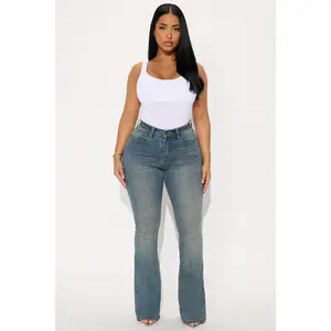 Classic Compression Stretch Flare Jeans - Vintage Wash