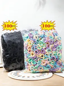200 Pcs Mixed Color Cartoon Themes Elastic Hair Bands for Kids, Cute Baby Girls Scrunchies and Rubber Bands, Children's Hair Accessories Set