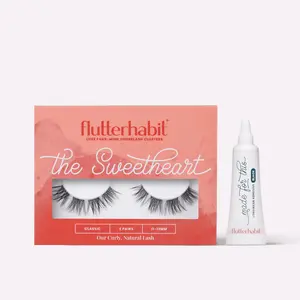 FlutterHabit Two and Glue  pack of 2 set of DIY false Eyelash Extensions and adhesive for up to 10 days of wear. Under lash application method. Long-wearing - lightweight - natural looking lashes