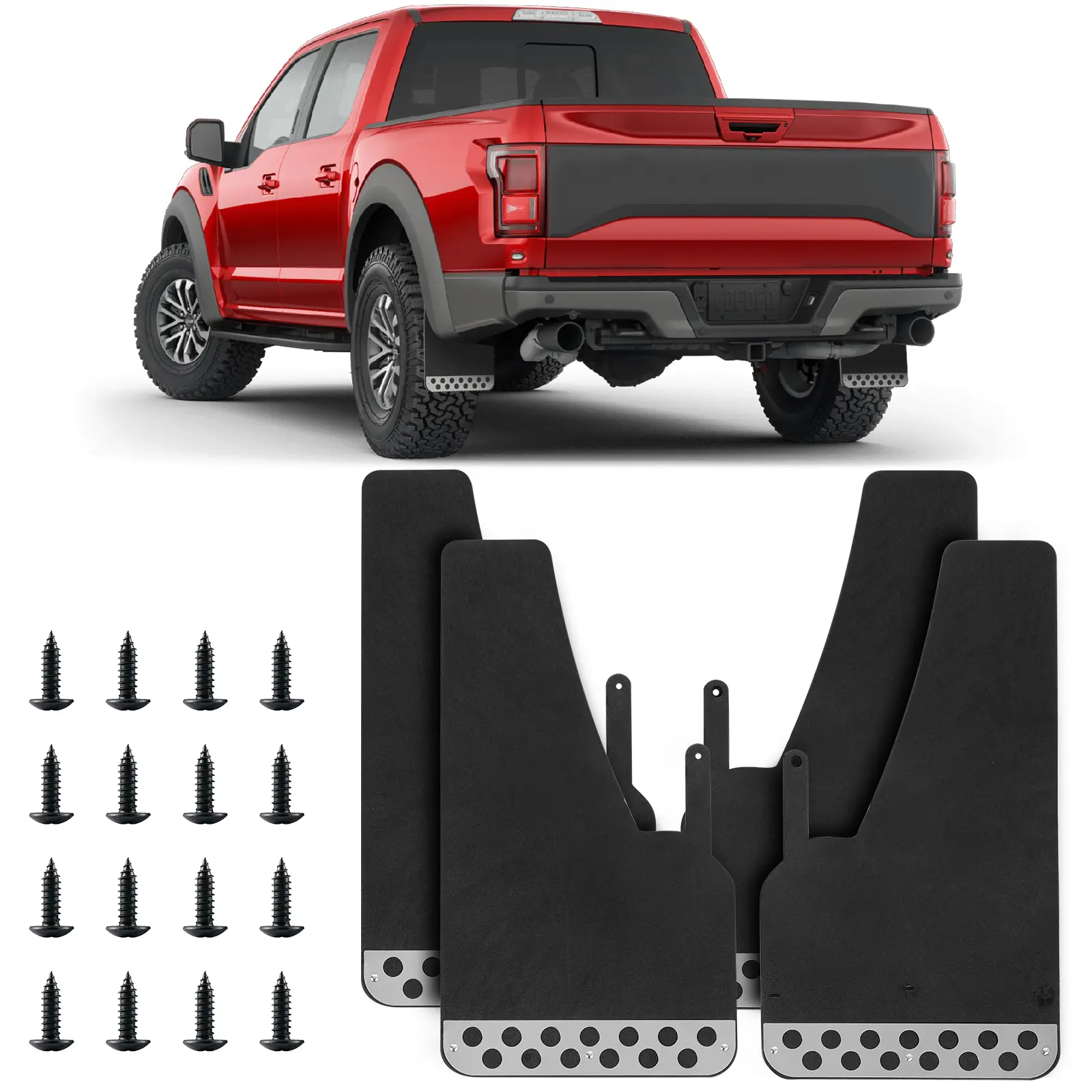 DREAMIZER Universal 4 Pack Mud Flaps Black Splash Guards Car Mudguard With Night Reflectors Mudflaps Front And Rear Protection For Trucks