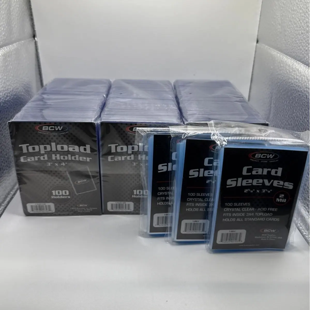 BCW 3X4 35pt 300 Toploaders for Standard Cards and 300 BCW Soft Sleeves
