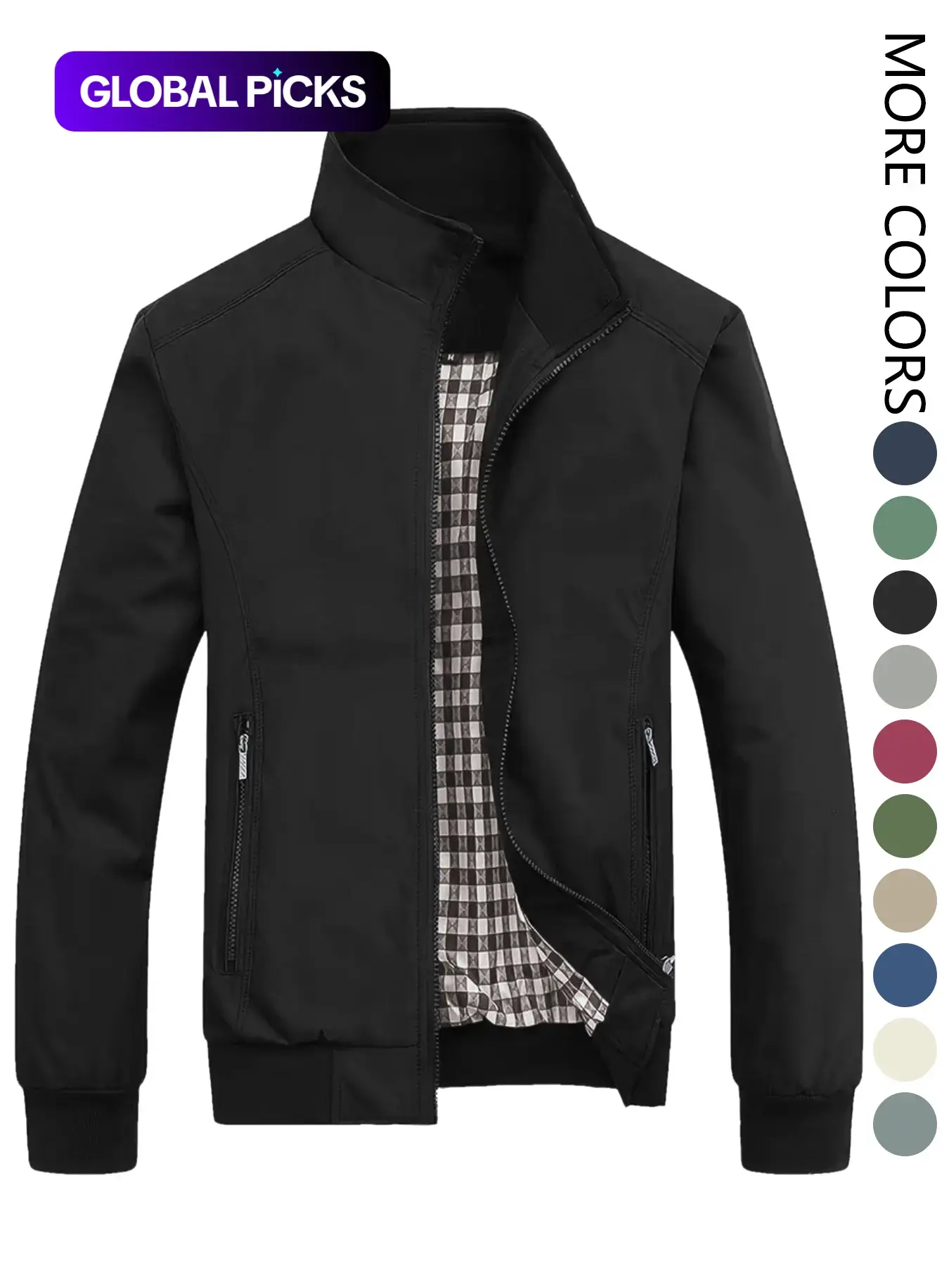 Men's Spring and Autumn Casual Jacket Coats, Lightweight Polyester Fabric, Portable, Easy-to-Store Outerwear for Commuting and Travel