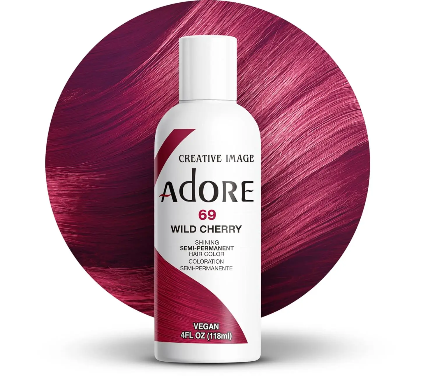 Adore Semi Permanent Hair Color (069 Wild Cherry) | Vegan & Cruelty-Free Red Hair Dye | No Ammonia, No Peroxide, No Alcohol | 4 Fl Oz