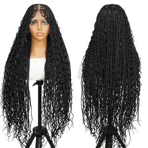 Spring Musts SuperNova 36 Inches Full Lace Premium Synthetic Fiber Bohemian Box Braided Wigs Knotless Glueless Boho FallFreshness