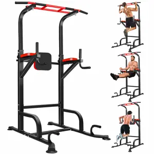 Adjustable home pull-up bar, multifunctional strength training stand, multi-level height adjustment, load capacity 400LBS, indoor double-bar push-up stand, space-saving for home workouts