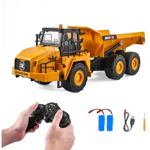 Father's Day Gift RC Dump Truck Toy, 11-Channel 1:16 Scale, Remote Control Dump Truck RC Construction Vehicle Toy with Metal Cabin & Light, 2 Rechargeable Batteries for Toddlers Kids Boys and Girls Age 8+