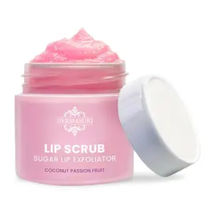 Dermasuri - Lip Exfoliator Scrub & Moisturizer - Sugar Scrubs for Soft Smooth Lips, Overnight Hydration, Brighten Dark Lips - Stocking Stuffer Gifts for Women - Coconut Passion Fruit Flavor- 20g/0.7oz