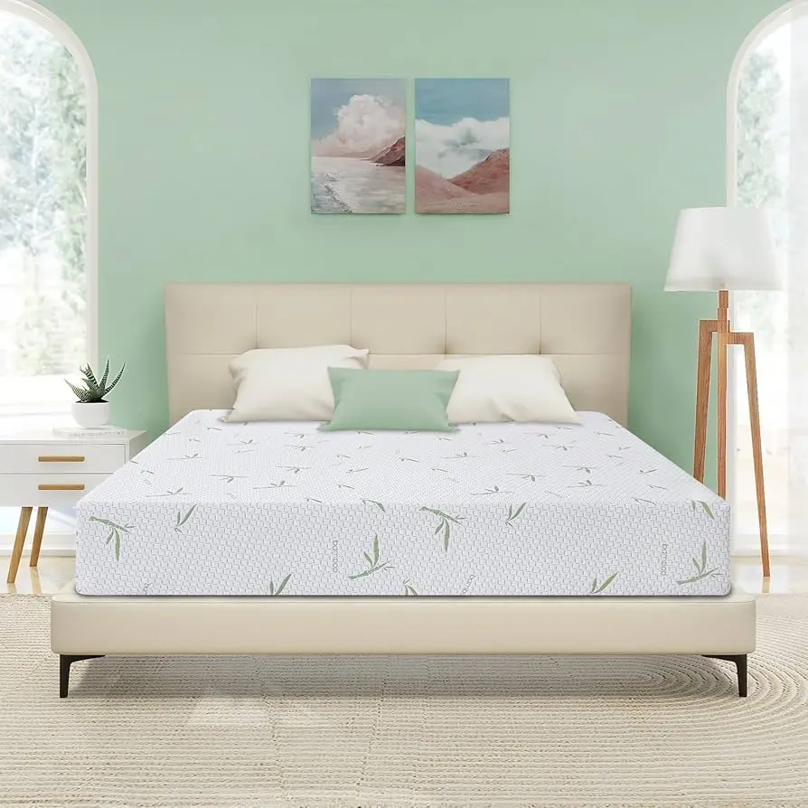 MLILY 6” Dreamer Bamboo Mattress with Memory Foam, Green Tea Gel Infused, Medium Support, Breathable Cover