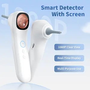 Smart Detector With IPS Screen 5-in-1 1080P HD Video Otoscope with Light Professional Ear Wax Removal Tool for Home Observation of Ear Nose Skin Oral Cavity Suitable for Kids Adults Pets