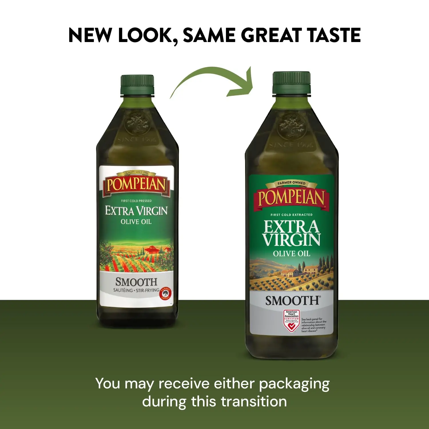 Pompeian Smooth Extra Virgin Olive Oil - 68 fl oz (2 L) First Cold Pressed Cooking Oil with Smooth Flavor, Ideal for Sauteing, Baking, Value Size Staple & Cooking Essential