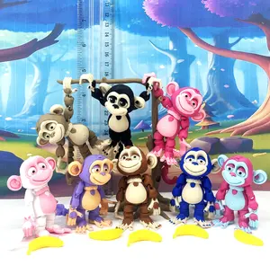 1pc 2.75" 3D Printed Articulated Monkey Fidget Toy - Posable Desk Ornaments with Banana on Tree Charms, Stress Relief Workspace Accessory for Fidgeting, Decor