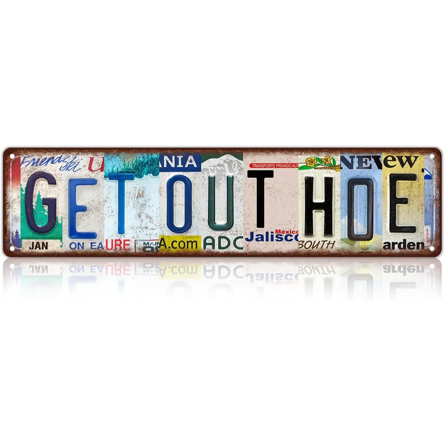 Home Vintage Get Out Hoe Wall Decor Street Signs Bar Metal Tin Signs 16 x 4 Inches, DUMPER, HAPPY.