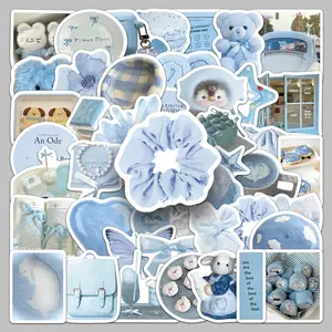 50pcs light blue wind cartoon trend small fresh creative stickers scooter album guitar personality decorative stickers Sticker Packs