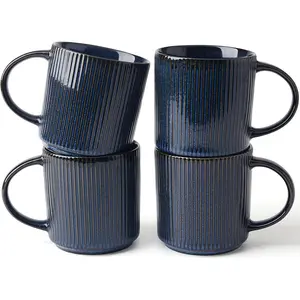 Famiware Star Series 4-piece Stoneware 12-oz Coffee Mug Set Stylish, Nebulas Blue