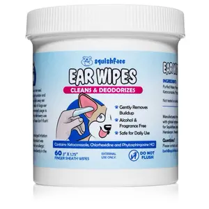 Squishface Ear Wipes - Pre-Moistened Finger Wipes for Dog Ears