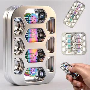 Silver Openwork Design Metal Fidget Slider, EDC Fidget Toys for Adults, Decompression Desk Toys to Relief Anxiety and Stress for ADD ADHD & Autism