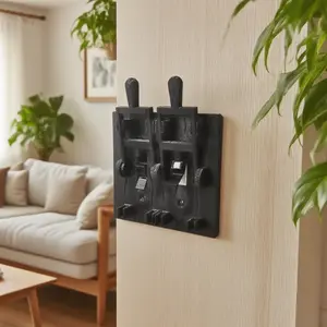 Horror-Themed Flip-Top Switch Plate Cover with Handle, Dual Outlet Design, Perfect for Creating Atmospheric Decor in Rooms with Black Texture and Vintage Style, Suitable for Haunted House, Living Room, Studio, and Bedroom
