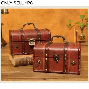 European Retro Storage Box, Antique Wooden Organizer for Home, Desktop, Jewelry and Sundries, Vintage Style Storage Chest