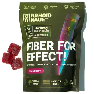 Rrhoid Rage Extra Strength Fiber and Magnesium Gummies - 420mg Magnesium Citrate, 5g Fiber, Mixed Berry Flavor, Non-GMO, Gluten-Free, Made in USA - Healthcare