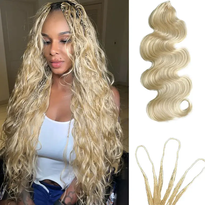 ISEE HAIR 613 Blonde Crochet Human Hair Extensions Body Wave – Pre-Looped Boho Braids Hair, Knotless Crochet Braids, Goddess Protective Style, Natural Volume Hair Summer Styles #SummerWins #DealsforYouDays campingessentials