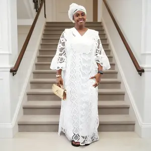 Elegant African Dresses for Women Muslim Fashion Boubou Abayas Robe Dashiki Ankara Lace Outfits Evening Gown Kaftan Maxi Dress