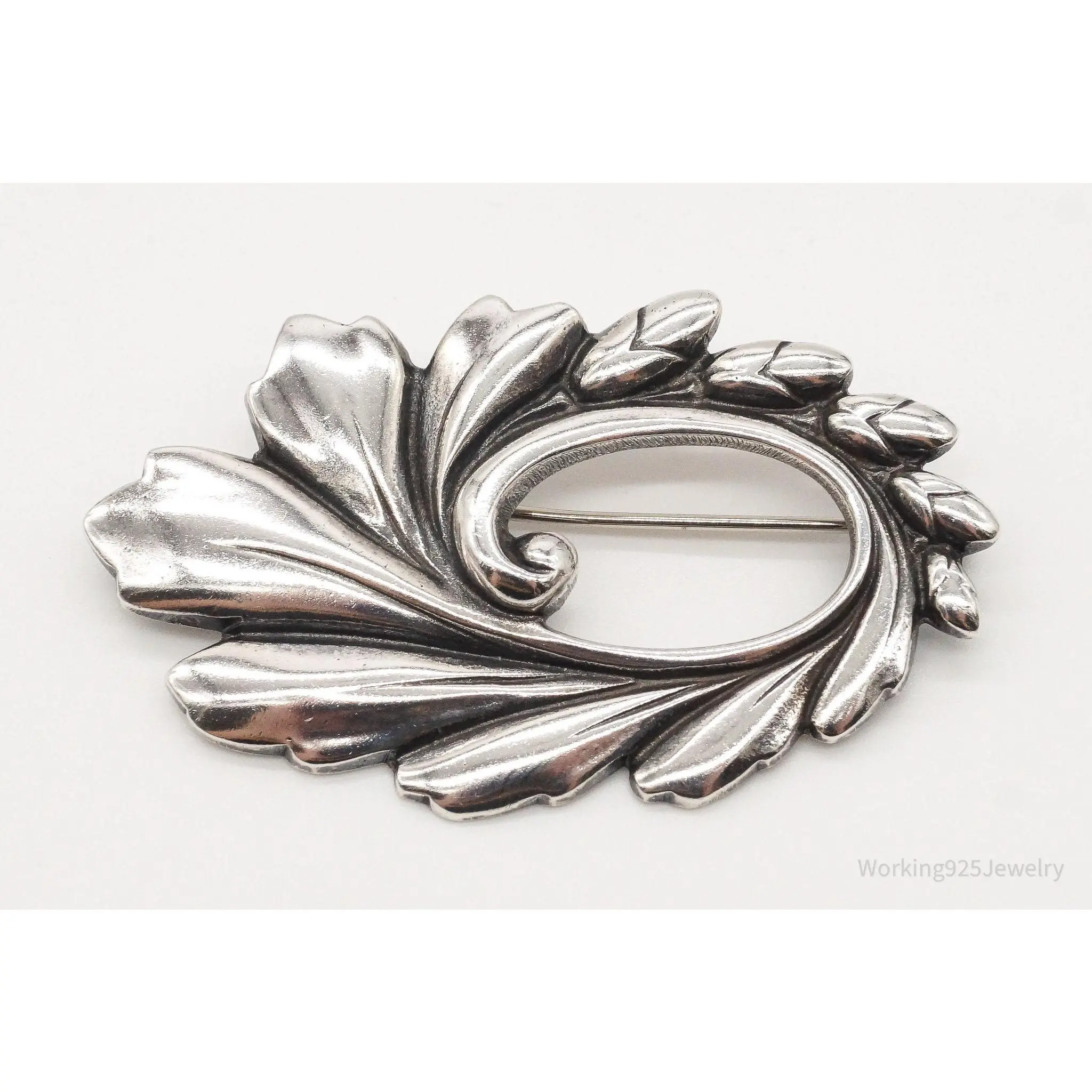 Large Vintage Modernist Viking Craft Sterling Silver Pin Brooch
