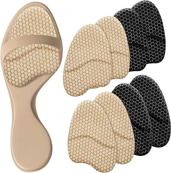 4 Pairs Shoe Insoles, Self-adhesive Front Foot Gel Pad for Sandals & High Heels | Shock Absorbing Metatarsal Pads, Foot Cushions Pads | Shock Absorption, Sweat-absorbent, Breathable, Soft Cushioning, Lightweight