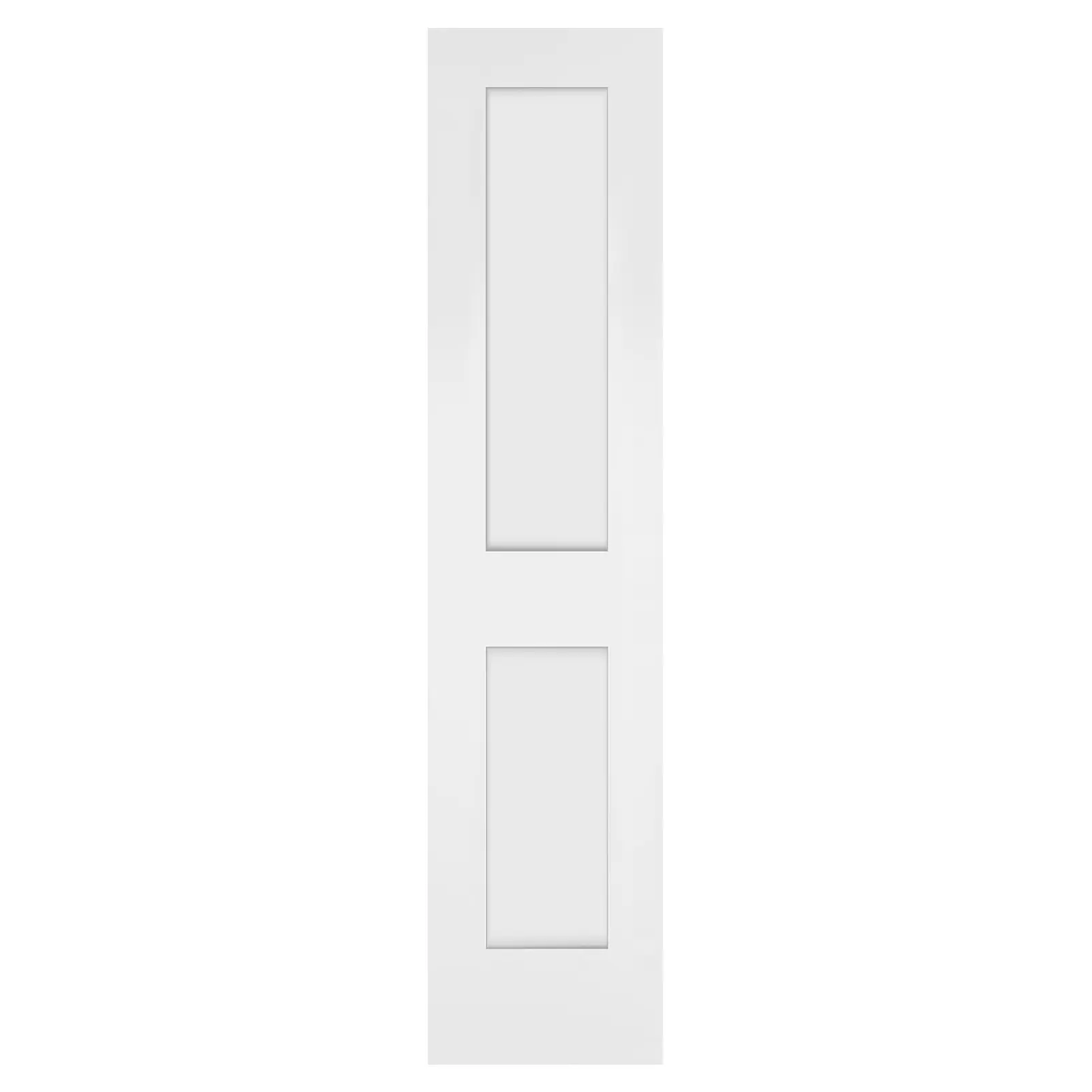 Shaker-Style 2-Panel Interior Slab Door, Primed White, 18x80 Inches, Wood Construction, Classic Design for Bedroom
