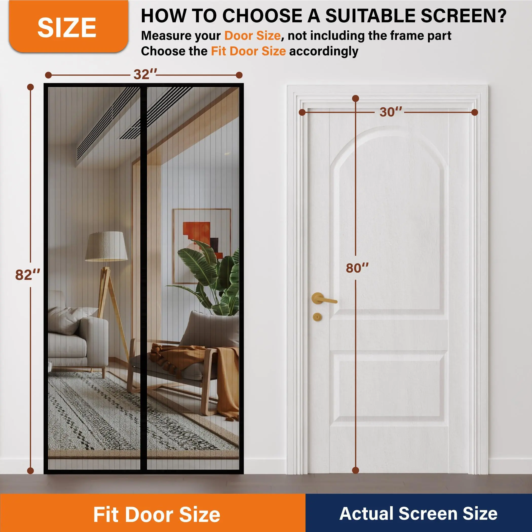 Upgraded Magnetic Screen Door Mesh, Full Strip Magnets, Heavy Duty Fiberglass Mesh, Door Screen Magnetic Closure for Single Door Size