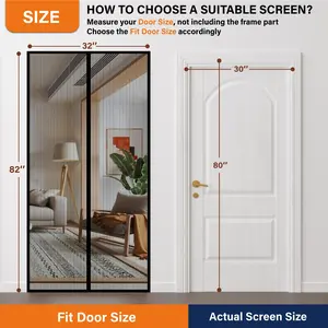 Upgraded Magnetic Screen Door Mesh, Full Strip Magnets, Heavy Duty Fiberglass Mesh, Door Screen Magnetic Closure for Single Door Size