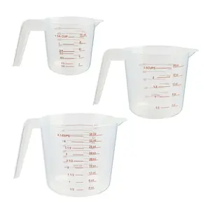 3-Piece Tapered Spout Nesting Plastic Measuring Cups Set, Clear