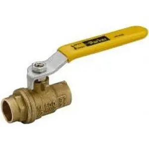 Parker Hannifin 1" Brass Standard 2-Piece Inline 1-Way Flow Ball Valve, Solder Ends, Lever Handle, 600 WOG, 150 WSP XV509P-16
