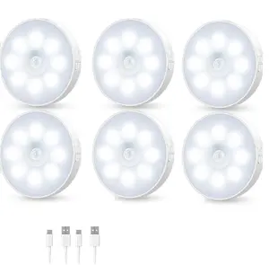 Motion Sensor Night Light - USB Rechargeable LED, Auto On/Off, White Indoor Lighting for Bedroom, Stairs, Cabinet