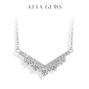 Wing shape Synthetic Moissanite necklace For women and girls Birthday  Gift  Engagement Anniversary Fine Jewelry N022