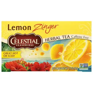Celestial Seasonings Lemon Zinger Herbal Tea, Caffeine Free, 20 Tea Bags Box