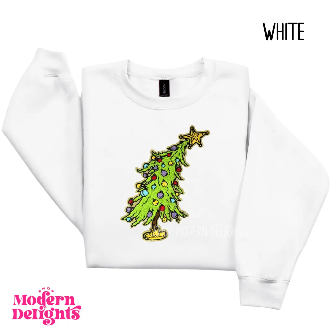 Christmas Tree Chenille Patch Women's Unisex Crewneck Sweatshirt