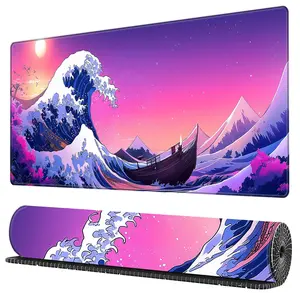 BHJLAXR Sea Wave Pattern Mouse Pad, Large Extended Gaming Mouse Pad, Rectangle Desk Keyboard Mat for Work, Game, Office, Home