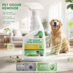 Pet Odour Stain Remover for Strong Urine Odor, Biological Enzyme Cleaner & Deodorizer, Eliminate Odor & Stain, for Dog Cat Pee and Poop, Enzymatic Spray for Home, Safe and Non-Irritating