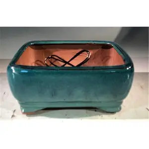 212 MAIN Bonsai Boy Ceramic Bonsai Pot - Ceramic Material, Blue & Green, Rectangle Shape